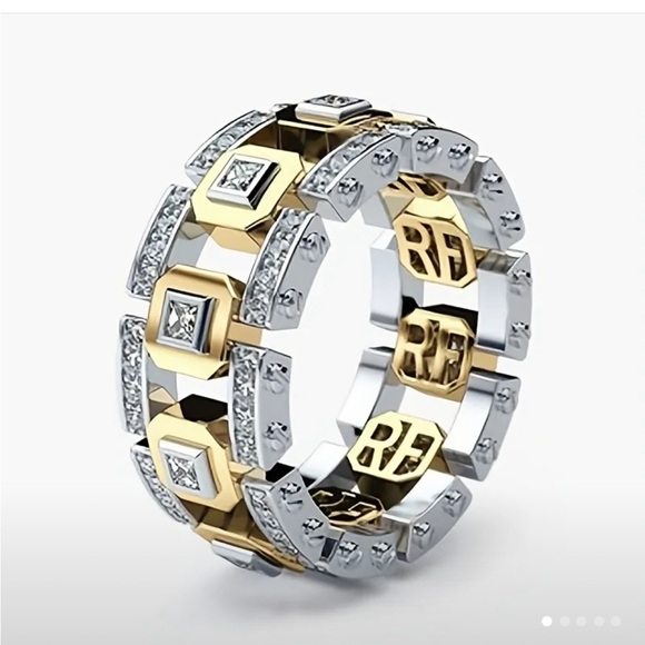 Beautiful gold and silver tone unique rhinestone band size W9 - Picture 4 of 7